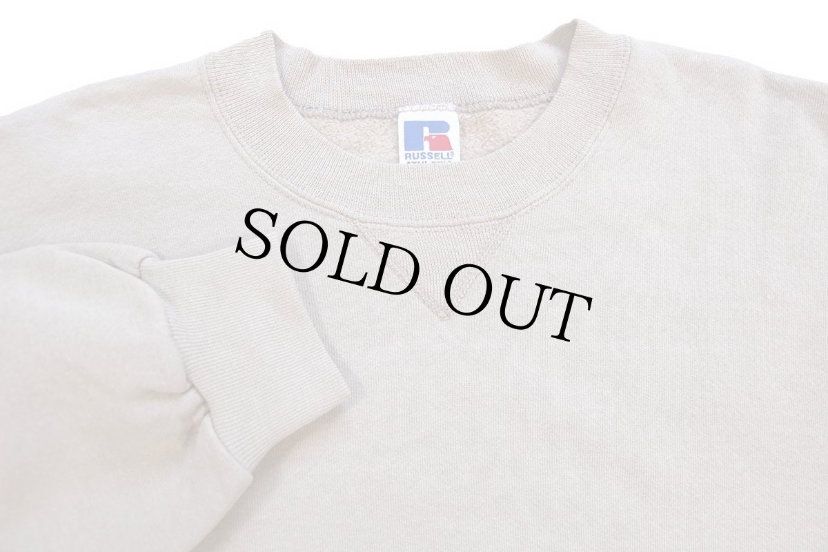 画像3: 90s USA製 RUSSELLラッセル 無地 前V スウェット ブラウンベージュ L★ブランク (3)