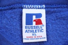 画像4: 90s USA製 RUSSELLラッセル CAMELBACK SPARTANS 刺繍 前V スウェット 青 XL (4)