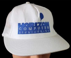 画像1: デッドストック★80s HORIZON COMPUTER SERVICES,INC. 刺繍 メッシュキャップ 白 (1)