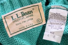 画像4: 80s USA製 L.L.Bean サドルショルダー コットンニット セーター ティファニーブルー XL (4)