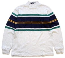 画像1: 80s USA製 L.L.Bean モックネック ヘビー コットン スウェット 杢ライトグレー M (1)