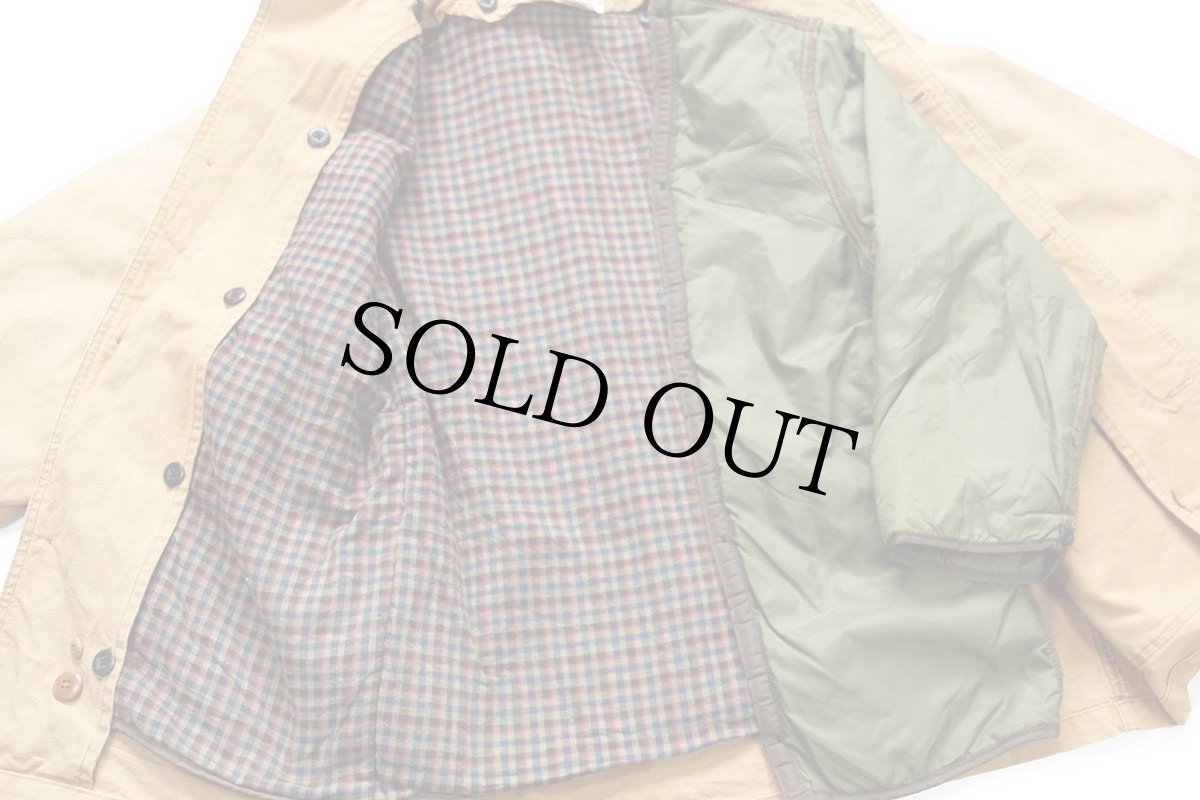 画像7: 90s USA製 L.L.Bean PRIMALOFTプリマロフト ライナー付き ダック地 フィールドコート 茶 M★ジャケット (7)
