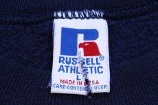 画像4: 90s USA製 RUSSELLラッセル RACQUETBALL LEAGUE ラケット ひび割れプリント 前V スウェット 紺 L (4)