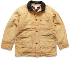 画像1: 90s USA製 L.L.Bean PRIMALOFTプリマロフト 中綿入りライナー付き ダック地 フィールドコート 茶 M★ジャケット (1)
