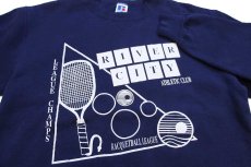 画像3: 90s USA製 RUSSELLラッセル RACQUETBALL LEAGUE ラケット ひび割れプリント 前V スウェット 紺 L (3)