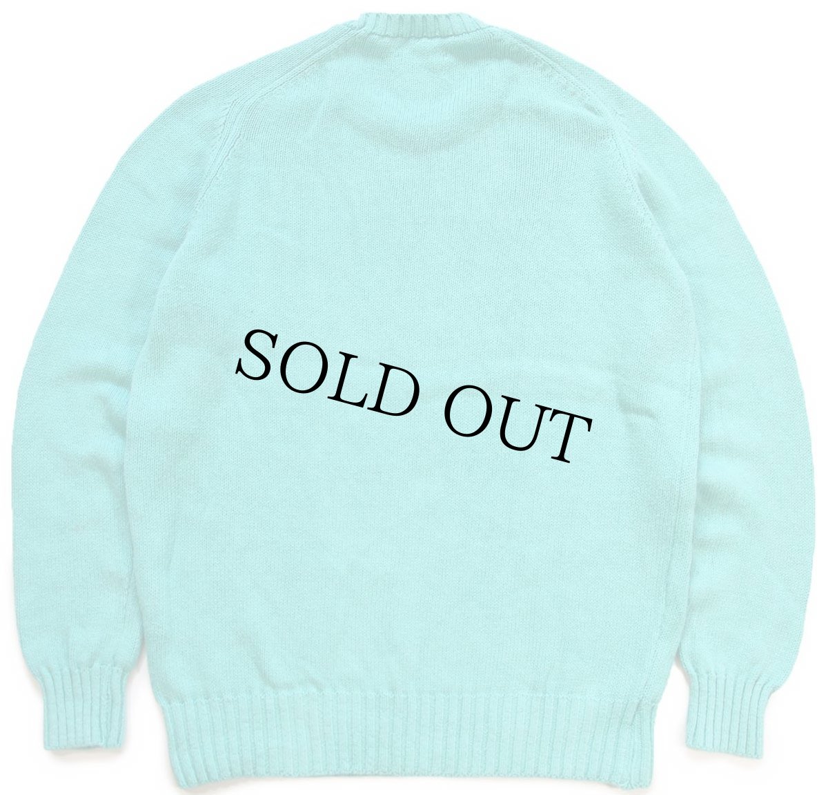 画像2: 80s USA製 L.L.Bean サドルショルダー コットンニット セーター ティファニーブルー XL (2)