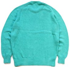 画像2: 80s USA製 L.L.Bean サドルショルダー コットンニット セーター ティファニーブルー XL (2)