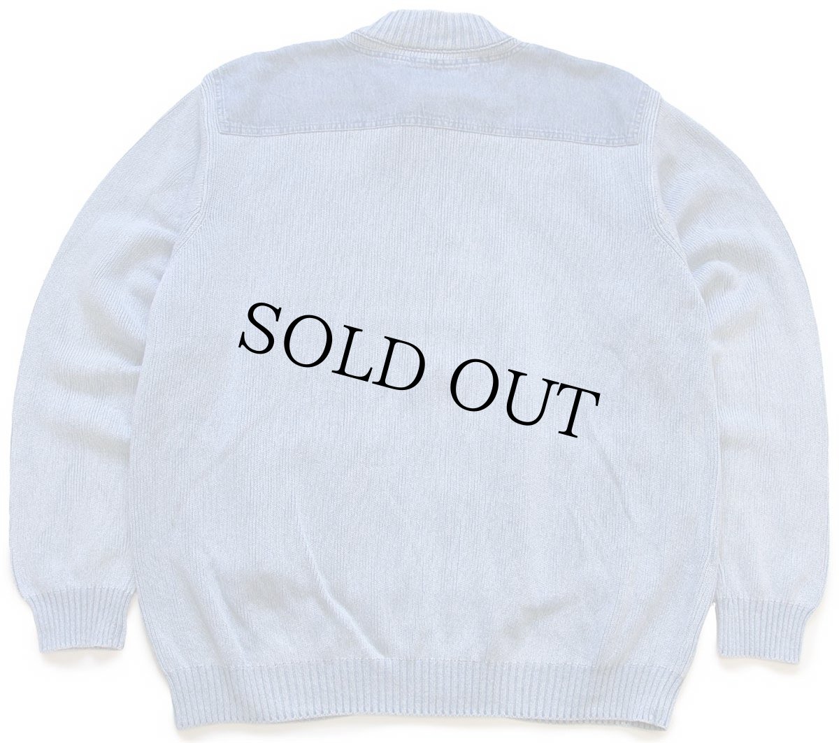 画像2: 90s デンマーク製 BLUE WILLI'S デニム切り替え フルジップ コットンニット セーター インディゴ XXXL★特大 (2)