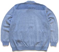 画像2: 90s デンマーク製 BLUE WILLI'S デニム切り替え フルジップ コットンニット セーター インディゴ XXXL★特大 (2)