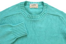 画像3: 80s USA製 L.L.Bean サドルショルダー コットンニット セーター ティファニーブルー XL (3)