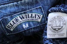 画像4: 90s デンマーク製 BLUE WILLI'S デニム切り替え 襟付き ケーブル編み コットンニット セーター インディゴ M (4)