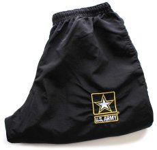 画像1: 15 米軍 U.S.ARMY ロゴ刺繍 APFU トレーニング ナイロンパンツ 黒 L/R★94 IPFU (1)