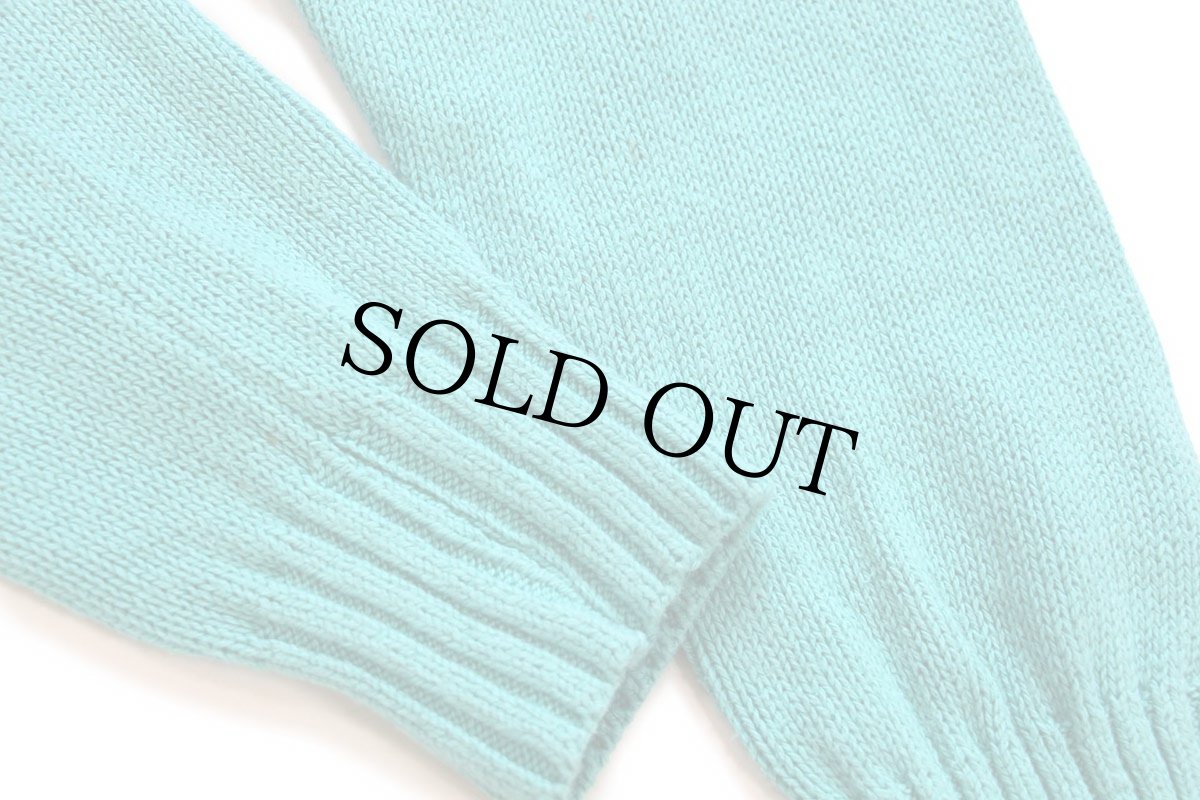 画像6: 80s USA製 L.L.Bean サドルショルダー コットンニット セーター ティファニーブルー XL (6)