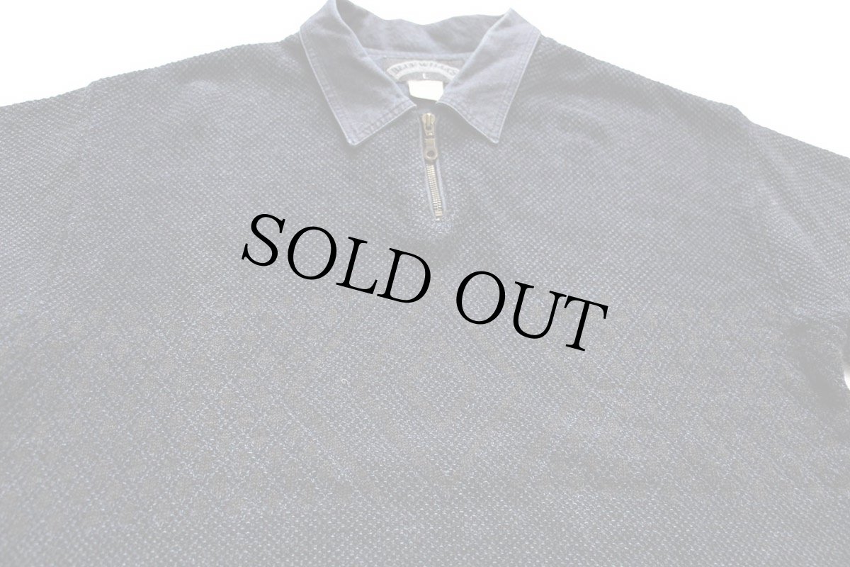 画像3: 90s BLUE WILLI'S ダイヤ柄 襟付き コットンニット セーター チャコールグレー×インディゴ L (3)