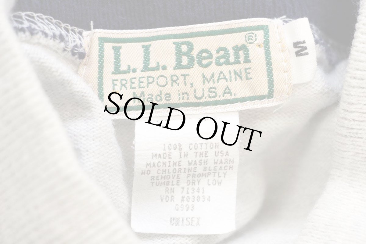 画像4: 90s USA製 L.L.Bean モックネック ヘビー コットン スウェット 杢ライトグレー M (4)