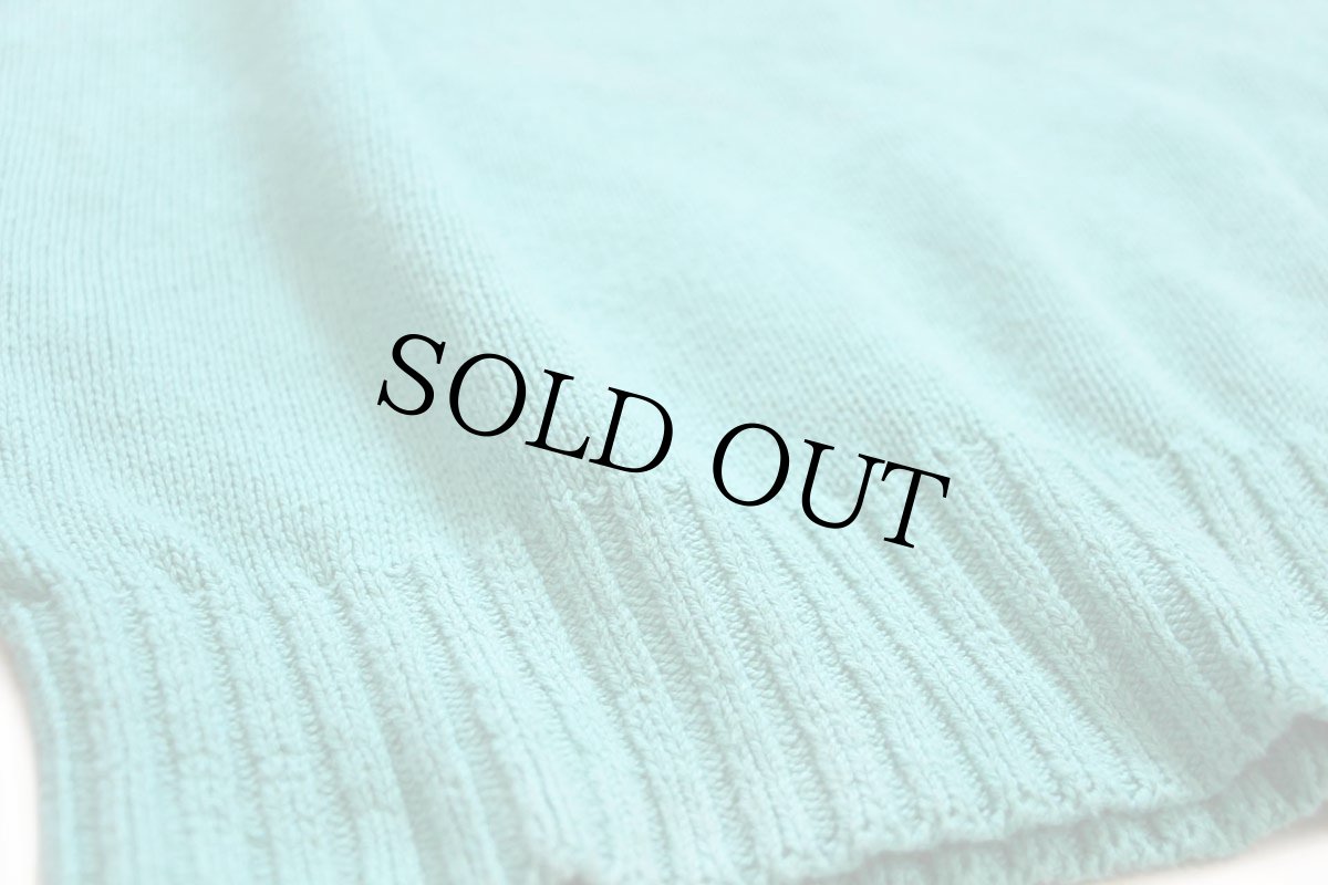 画像5: 80s USA製 L.L.Bean サドルショルダー コットンニット セーター ティファニーブルー XL (5)