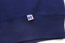 画像5: 90s USA製 RUSSELLラッセル RACQUETBALL LEAGUE ラケット ひび割れプリント 前V スウェット 紺 L (5)