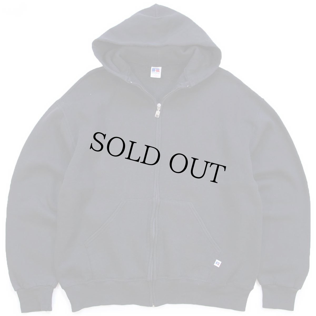 画像1: 90s メキシコ製 RUSSELLラッセル 無地 スウェット ジップパーカー 黒 L★フーディー ブランク (1)