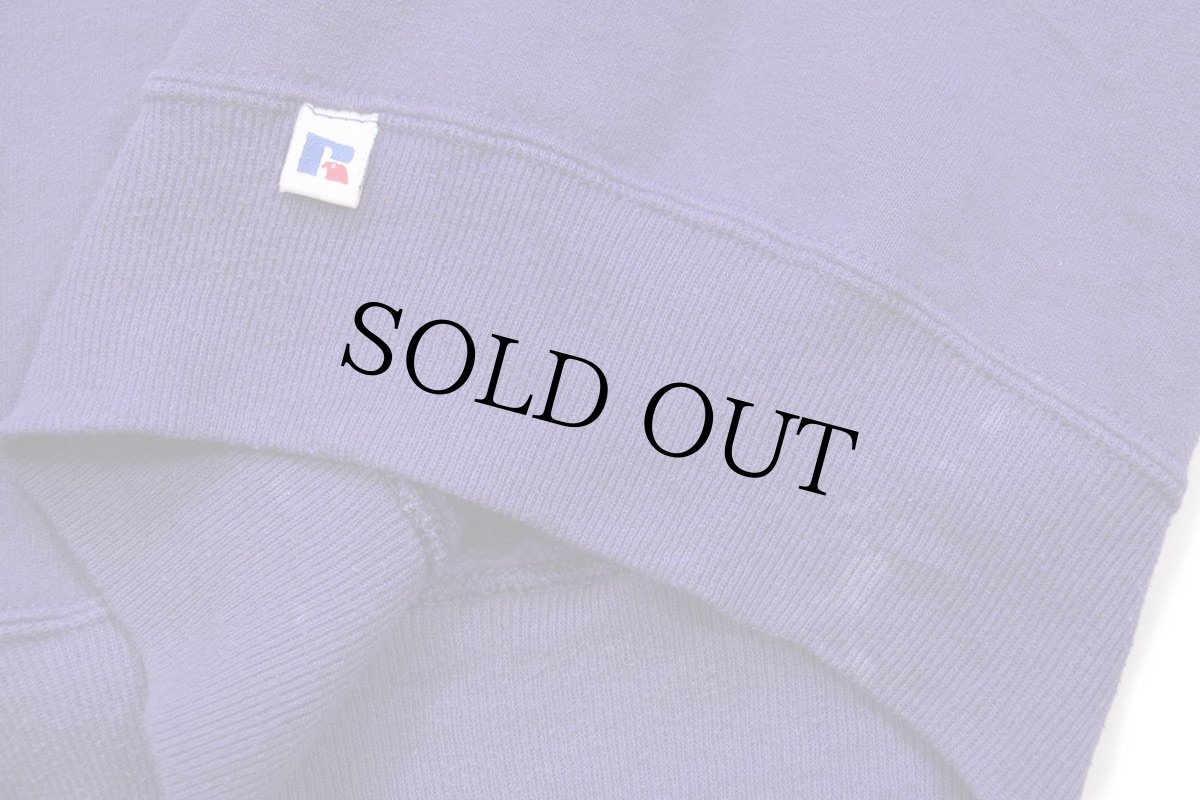 画像5: 90s USA製 RUSSELLラッセル Harrisburg BULLDOGS ブルドッグ ひび割れ&フェルトプリント 前V スウェット 紫 XL (5)