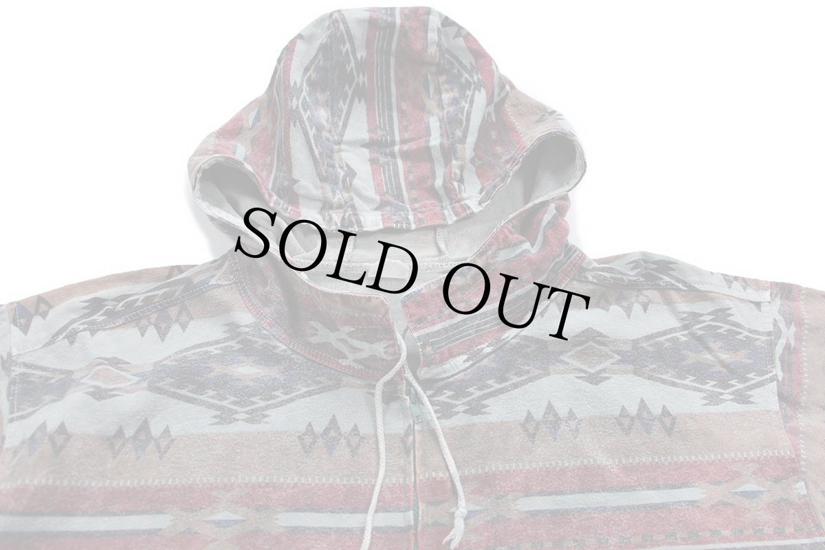 画像3: 90s カナダ製 UNKNOWN ネイティブ柄 パチポケ コットンパーカー XL (3)