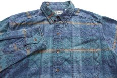 画像3: 90s USA製 L.L.Bean フォークロア柄 ボタンダウン コットン シャモアクロスシャツ XL (3)