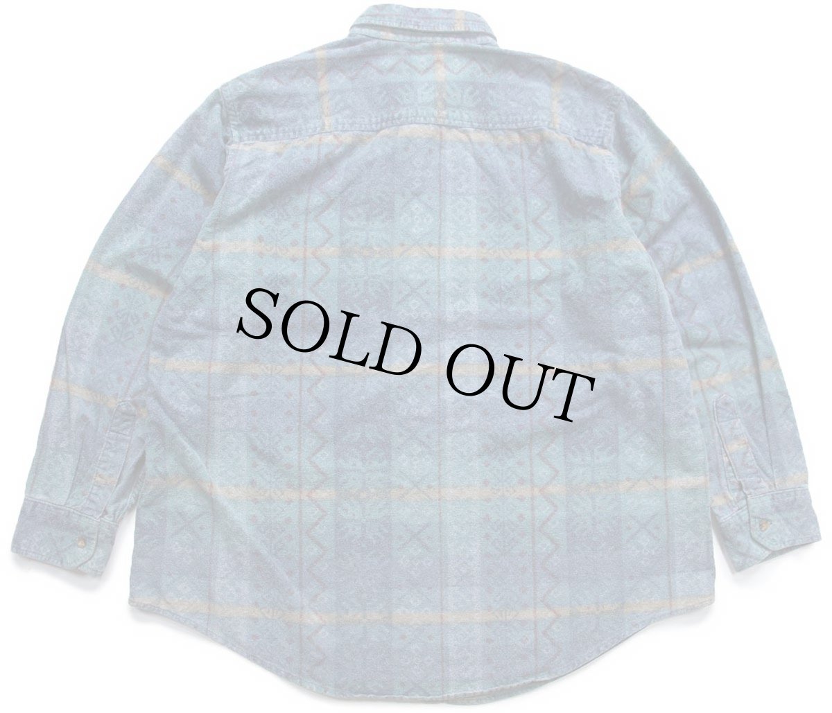 画像2: 90s USA製 L.L.Bean フォークロア柄 ボタンダウン コットン シャモアクロスシャツ XL (2)