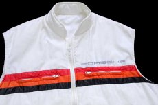 画像3: 80s PORSCHE ポルシェ ライン入り スタンドカラー 中綿入り レーシングベスト 白 (3)