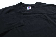 画像3: 90s USA製 RUSSELLラッセル 無地 コットン 長袖Tシャツ 黒 XL (3)