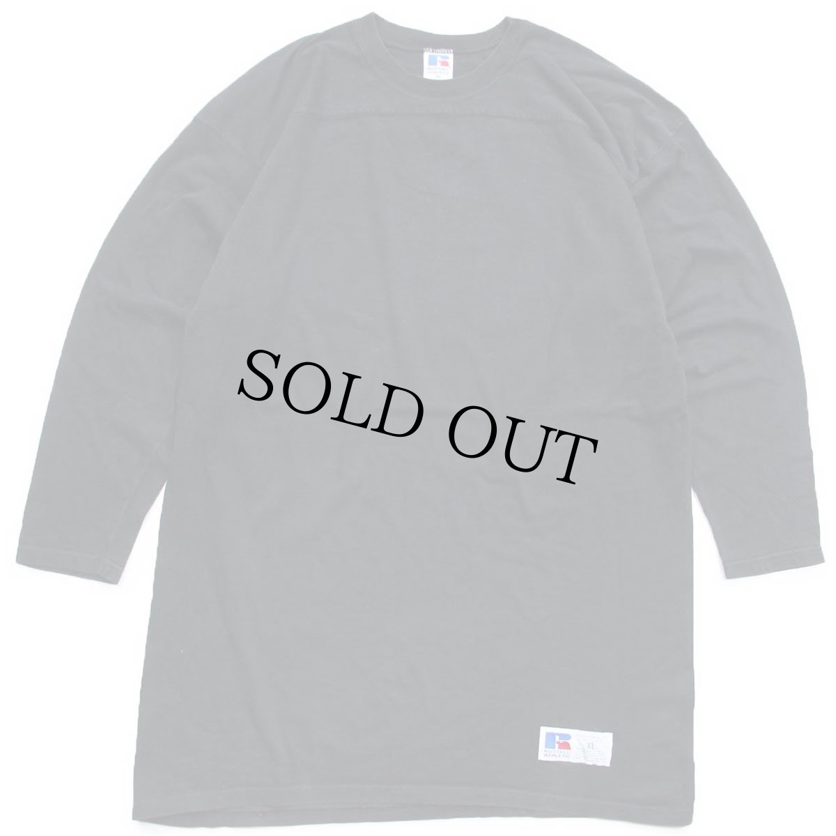 画像1: 90s USA製 RUSSELLラッセル 無地 コットン 長袖Tシャツ 黒 XL (1)