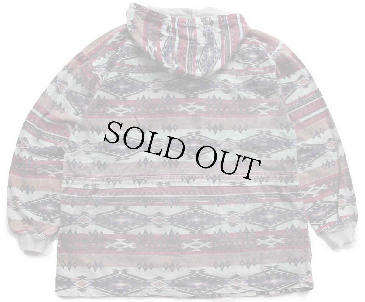 画像2: 90s カナダ製 UNKNOWN ネイティブ柄 パチポケ コットンパーカー XL (2)