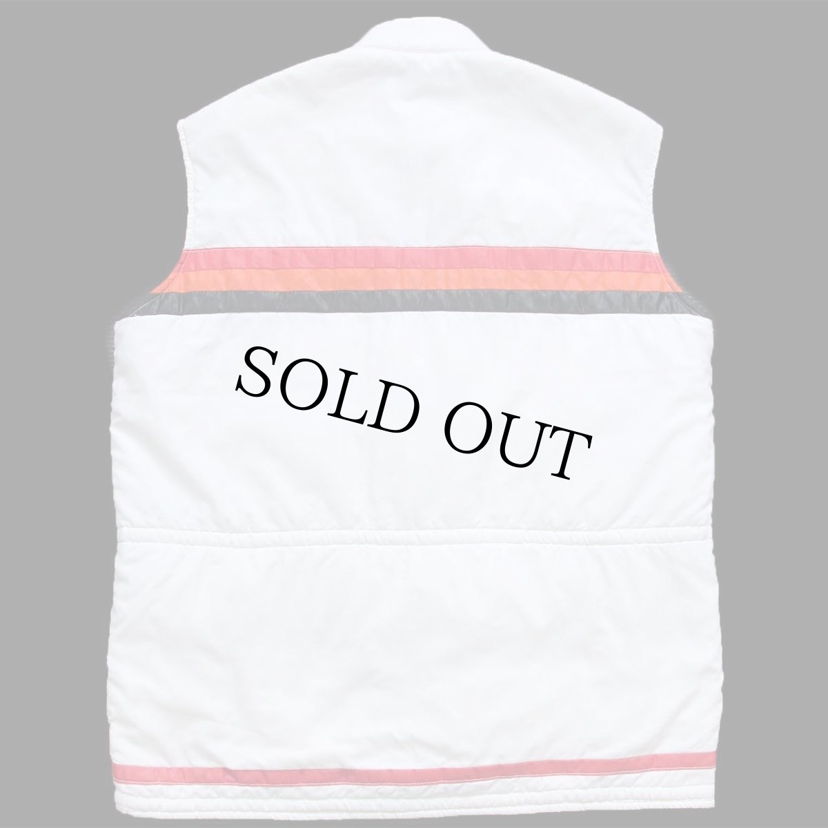 画像2: 80s PORSCHE ポルシェ ライン入り スタンドカラー 中綿入り レーシングベスト 白 (2)