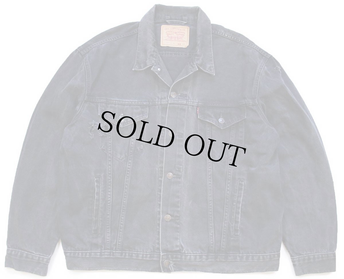 画像1: 90s Levi'sリーバイス 70503 ブラック デニムジャケット 4ポケット ボロ XXL★特大 ユーロ (1)