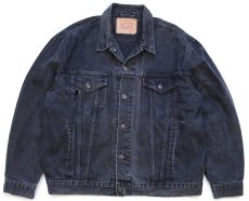 画像1: 90s Levi'sリーバイス 70503 ブラック デニムジャケット 4ポケット ボロ XXL★特大 ユーロ (1)