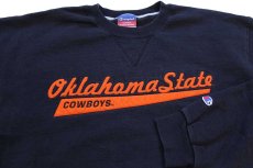 画像3: 00s メキシコ製 Championチャンピオン Oklahama State COWBOYS フェルトパッチ付き 前V スウェット 黒 XL (3)