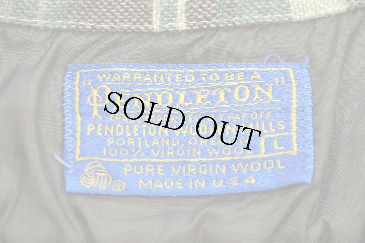 画像5: 70s USA製 PENDLETONペンドルトン チェック オープンカラー ウールシャツ L (5)