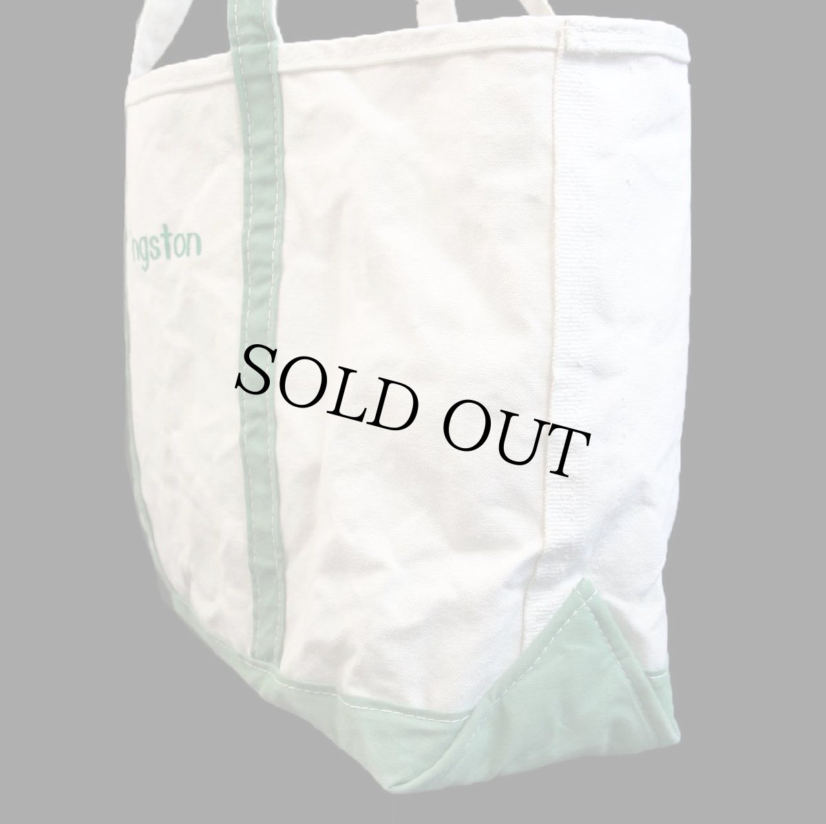 画像3: USA製 L.L.Bean BOAT AND TOTE Kingston 刺繍 キャンバス トートバッグ グリーン L★ラージ (3)