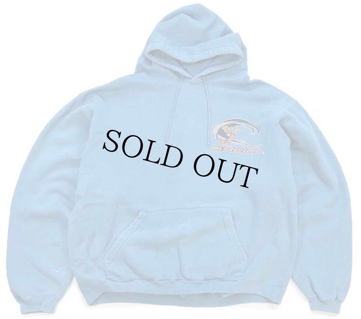 画像2: 90s O'NEILLオニール ビッグロゴ 両面プリント スウェットパーカー ターコイズ L★フーディー (2)