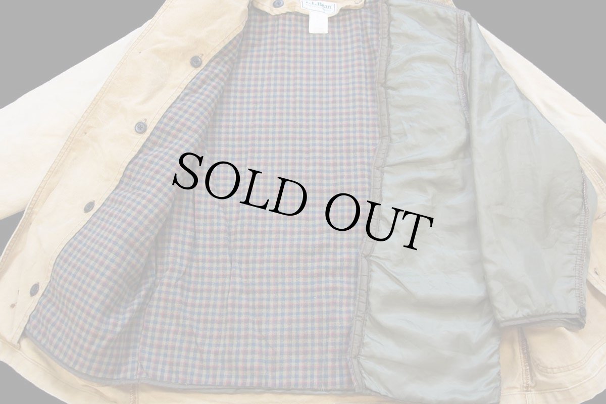 画像5: 90s USA製 L.L.Bean PRIMALOFTプリマロフト 中綿入りライナー付き ダック地 フィールドコート 茶 フェード M★A ジャケット (5)