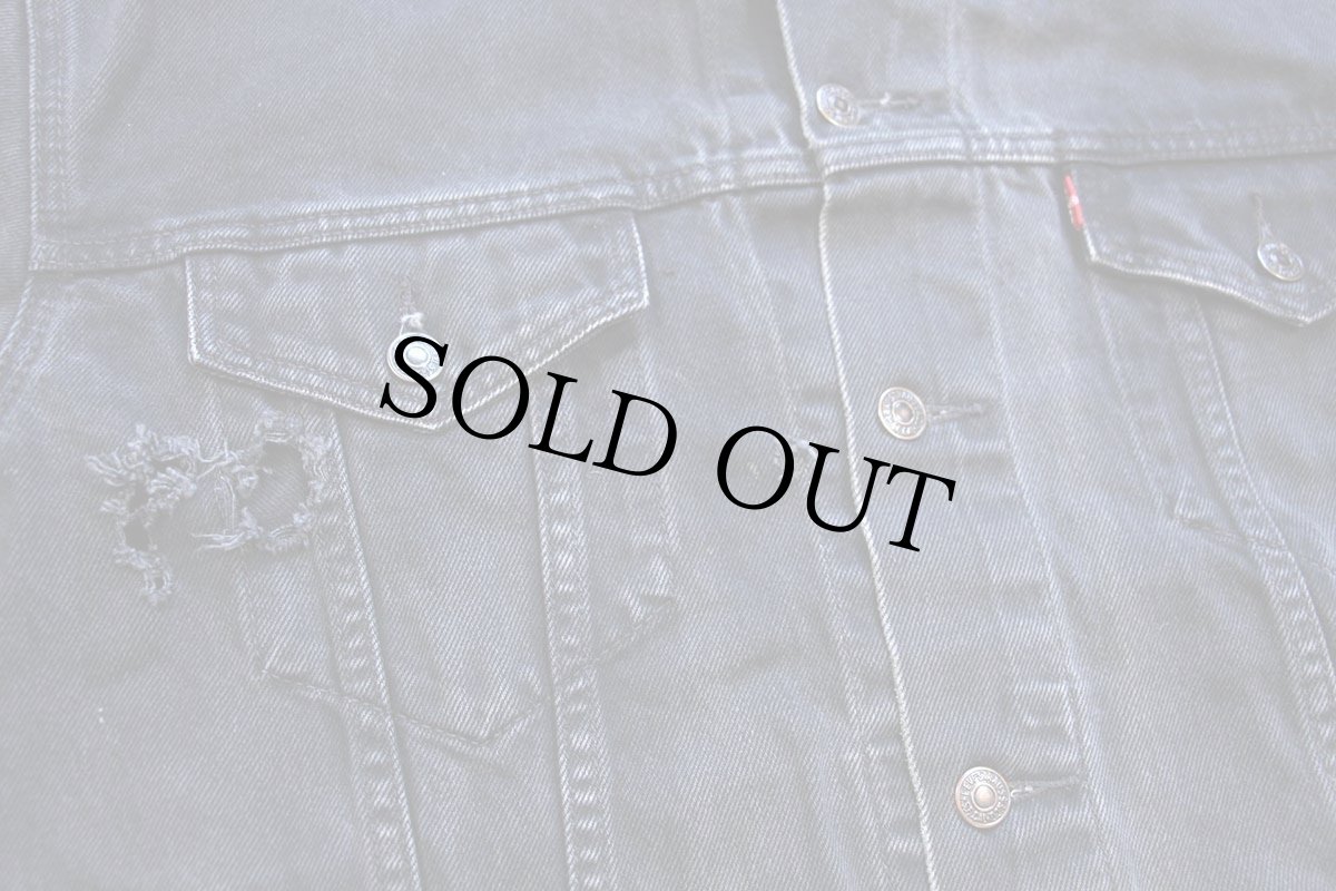 画像6: 90s Levi'sリーバイス 70503 ブラック デニムジャケット 4ポケット ボロ XXL★特大 ユーロ (6)