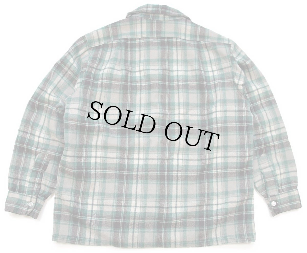 画像2: 70s USA製 PENDLETONペンドルトン チェック オープンカラー ウールシャツ L (2)