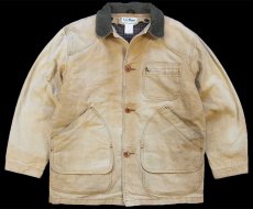 画像1: 90s USA製 L.L.Bean PRIMALOFTプリマロフト 中綿入りライナー付き ダック地 フィールドコート 茶 フェード M★A ジャケット (1)