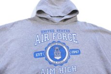 画像3: USA製 UNITED STATES AIR FORCE AIM HIGH スウェットパーカー 杢グレー XL★フーディー (3)