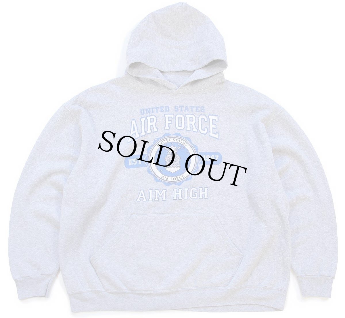 画像1: USA製 UNITED STATES AIR FORCE AIM HIGH スウェットパーカー 杢グレー XL★フーディー (1)