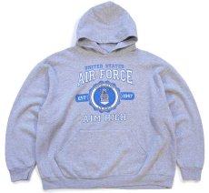 画像1: USA製 UNITED STATES AIR FORCE AIM HIGH スウェットパーカー 杢グレー XL★フーディー (1)