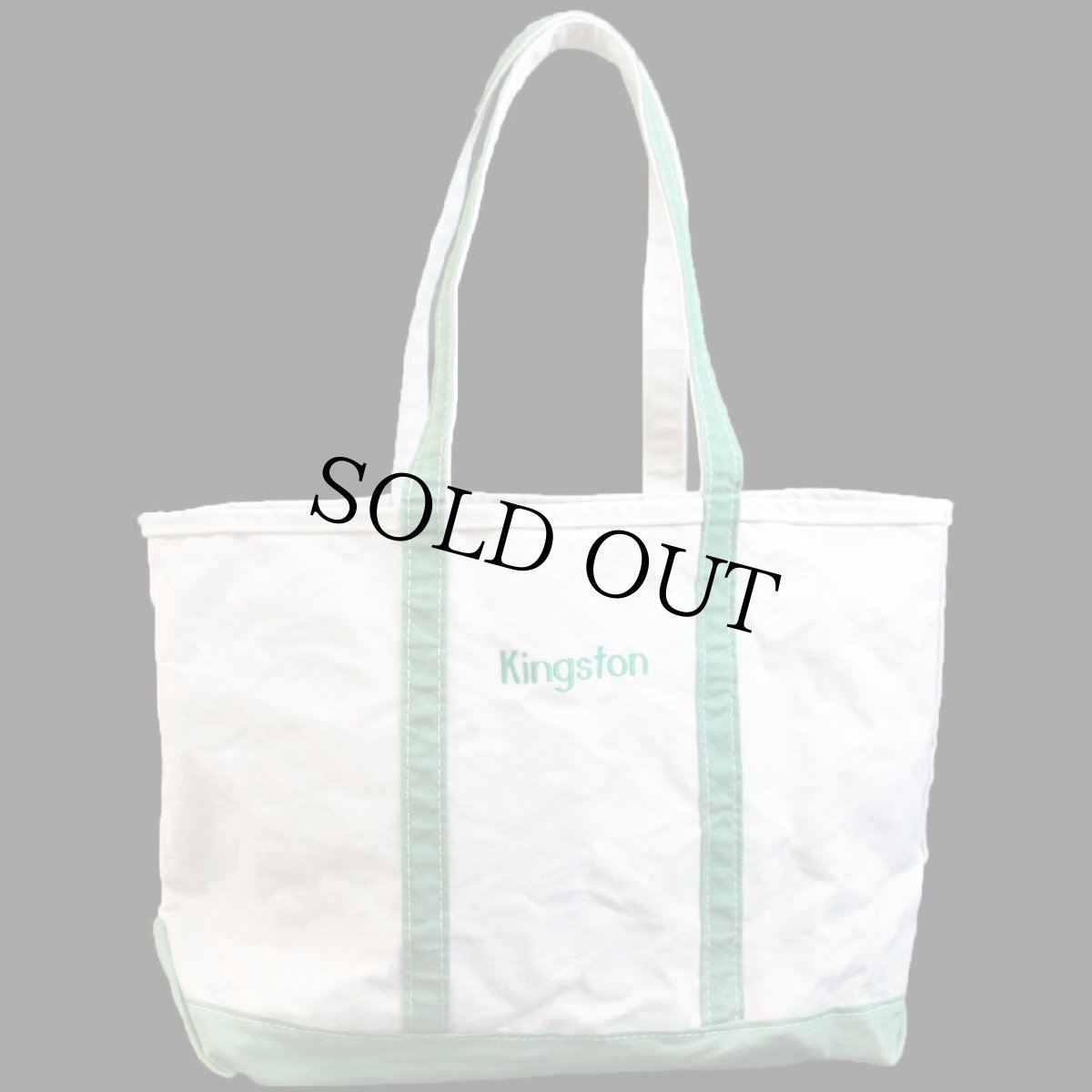 画像1: USA製 L.L.Bean BOAT AND TOTE Kingston 刺繍 キャンバス トートバッグ グリーン L★ラージ (1)