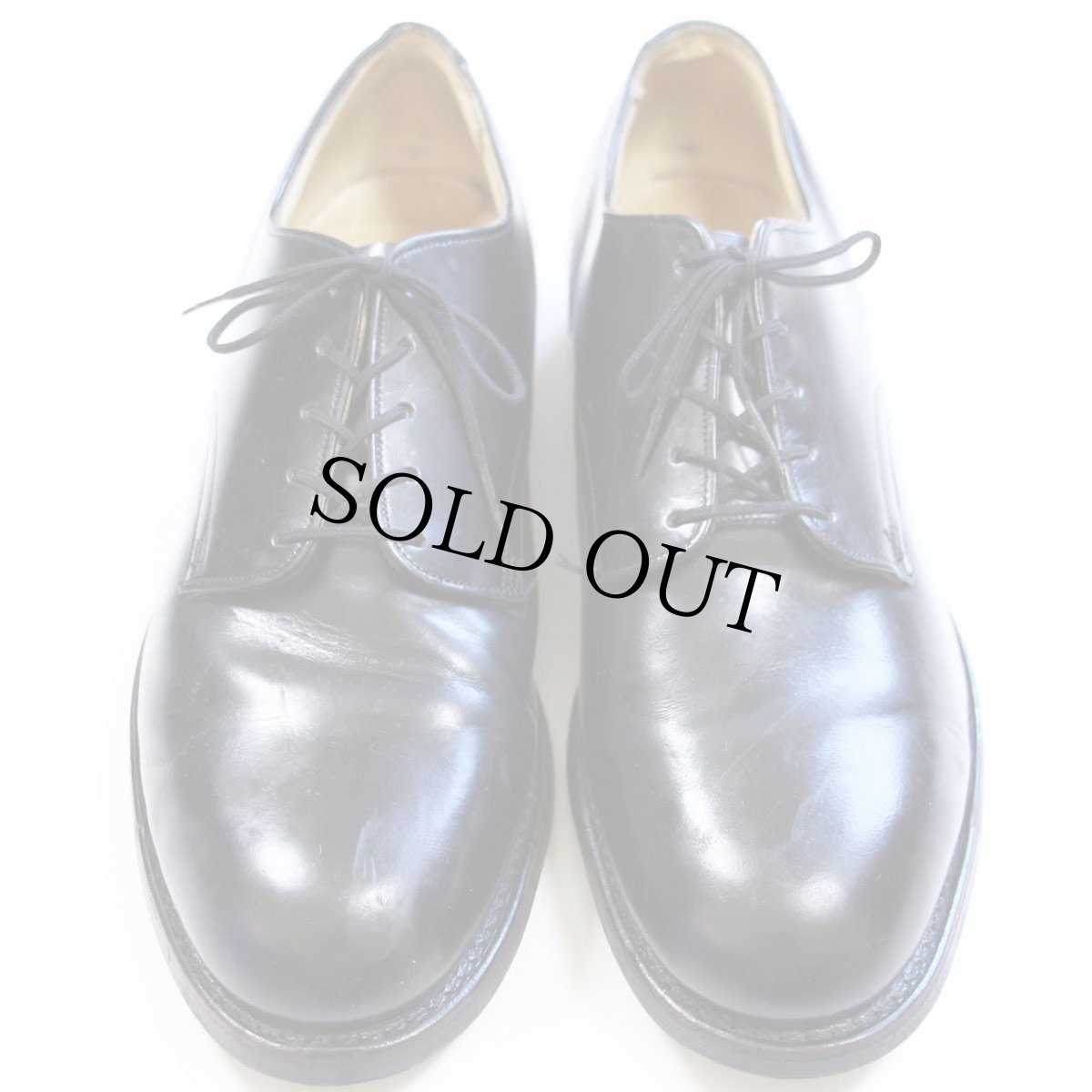 画像1: 80s 米軍 サービスシューズ レザーシューズ 黒 7.5R★革靴 (1)