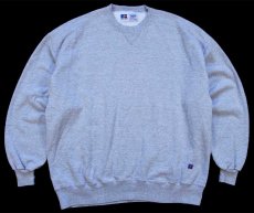 画像1: 90s USA製 RUSSELLラッセル 無地 前V スウェット 杢グレー XXL★ブランク 特大 (1)