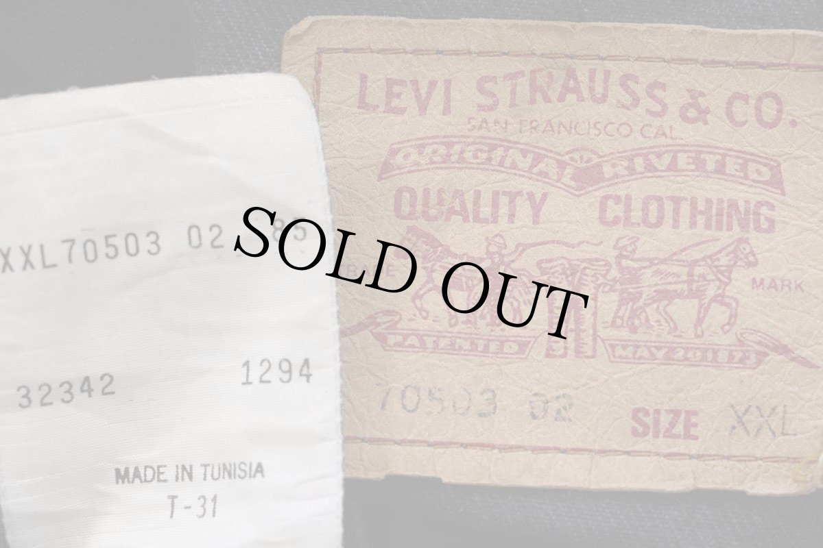 画像4: 90s Levi'sリーバイス 70503 ブラック デニムジャケット 4ポケット ボロ XXL★特大 ユーロ (4)