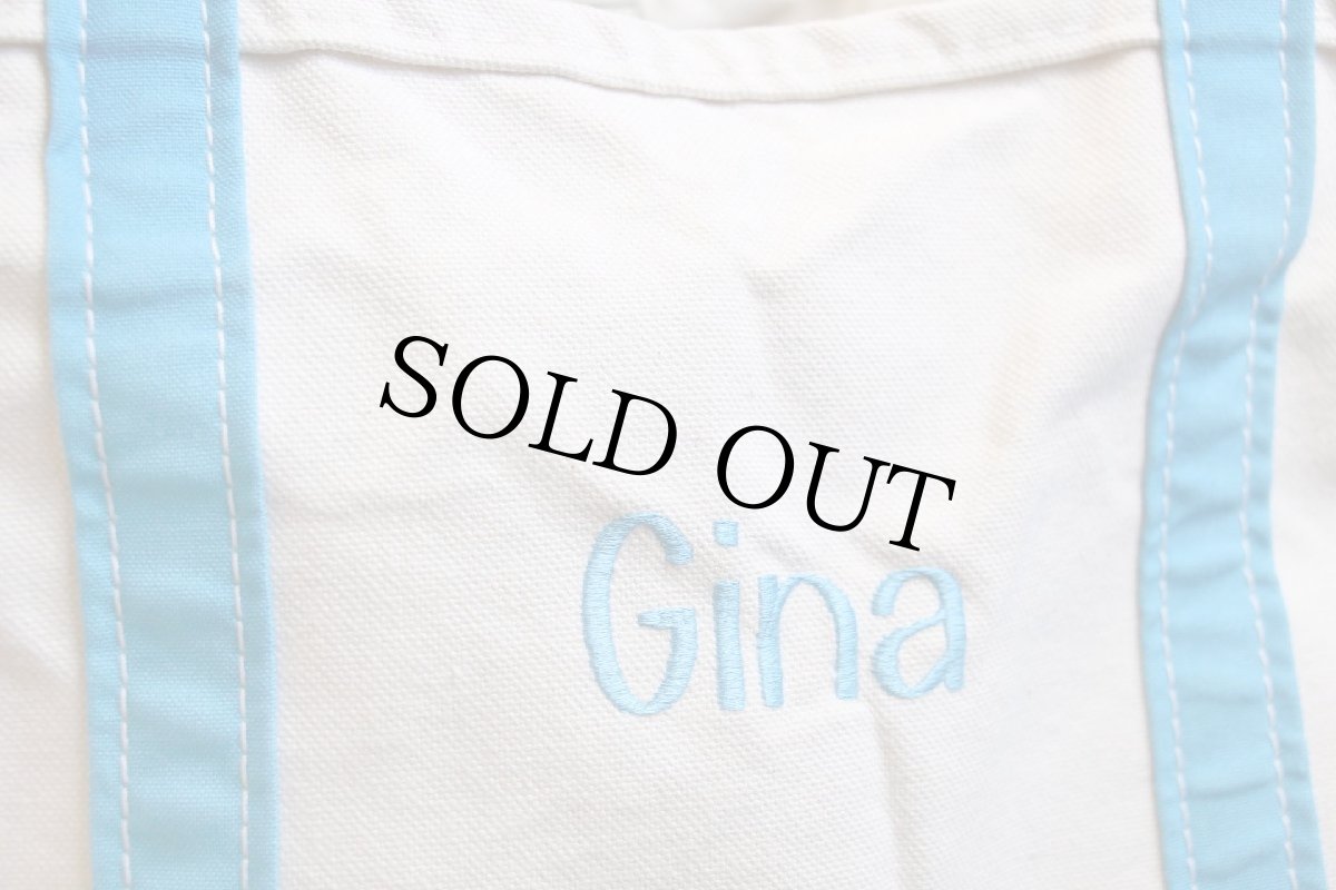 画像4: 00s USA製 L.L.Bean BOAT AND TOTE Gina 刺繍 キャンバス トートバッグ ライトブルー XL★エクストララージ (4)