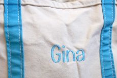 画像4: 00s USA製 L.L.Bean BOAT AND TOTE Gina 刺繍 キャンバス トートバッグ ライトブルー XL★エクストララージ (4)